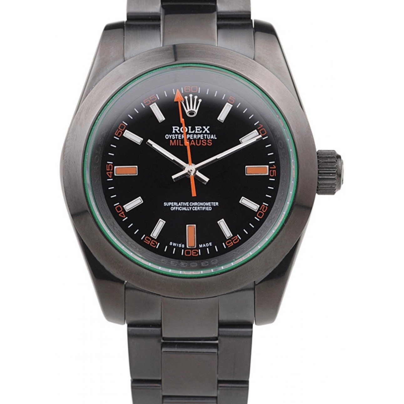 Aaa replica watch Green Pro-Hunter Milgauss Saphire Rolex Dial Tinted Black 0519